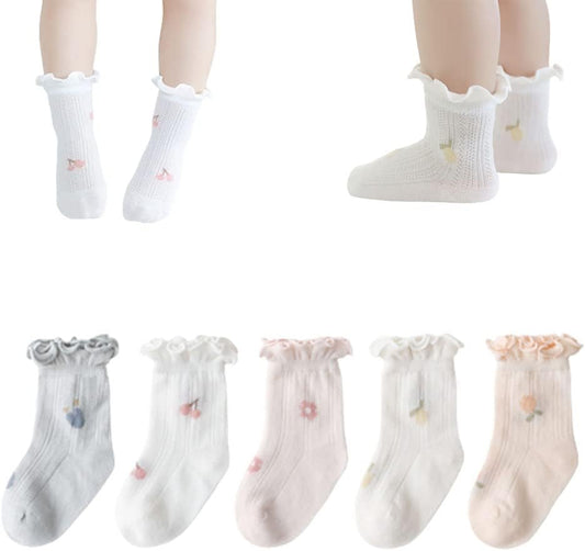 Baby Toddler Girls Ruffle Socks Newborn Infant Girl'S Knee High Solid Cotton Long Socks