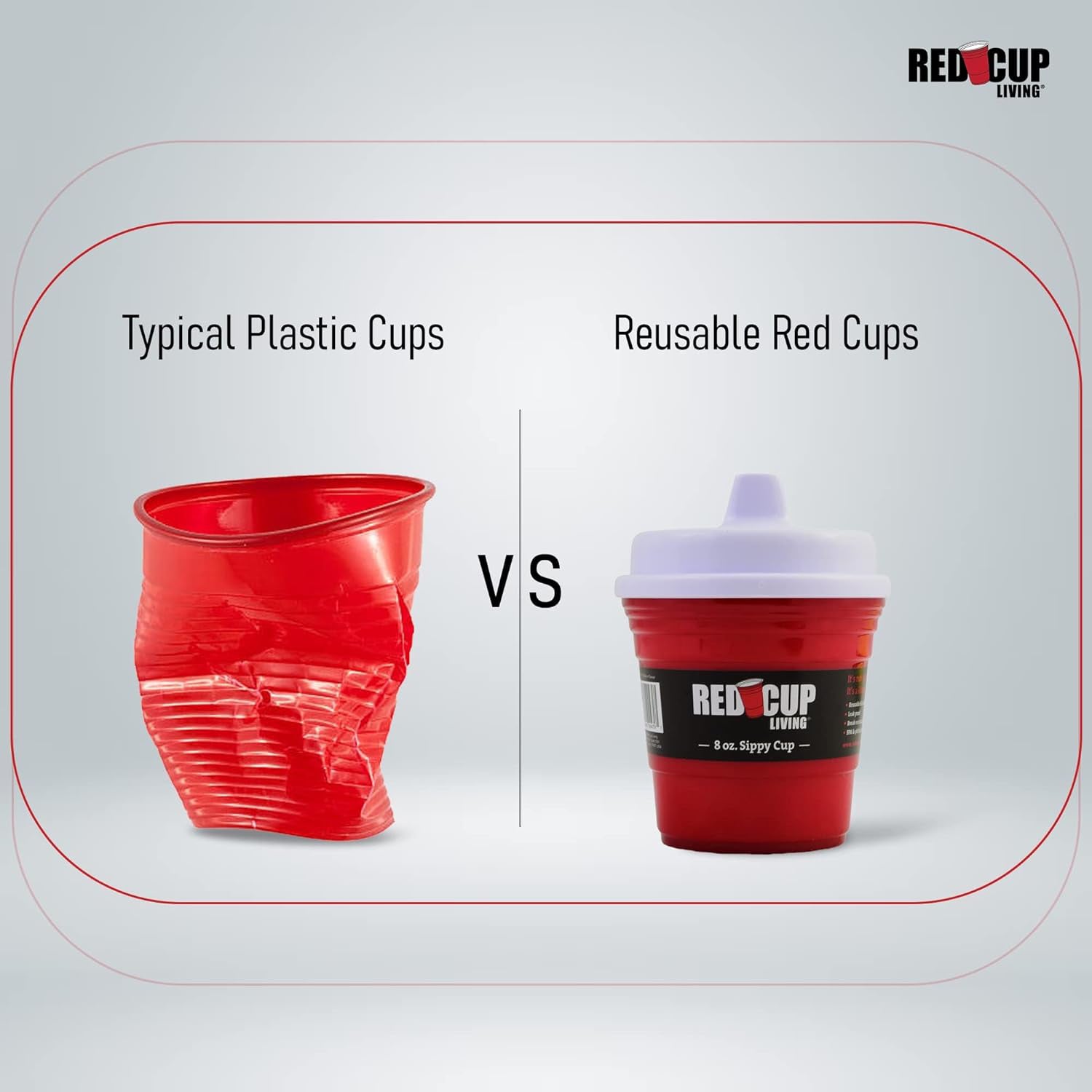 Red Cup Living Toddler Sippy Cups, 8 Oz Red Baby Sippy Cups | Transition Sippy C