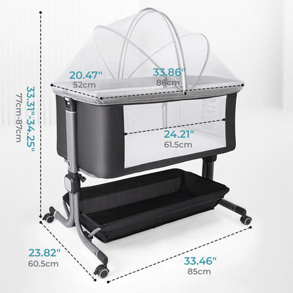 Portable Baby Bedside Sleeper Bassinet with Waterproof Mattress Pad for Infant Newborn up to 12 Month