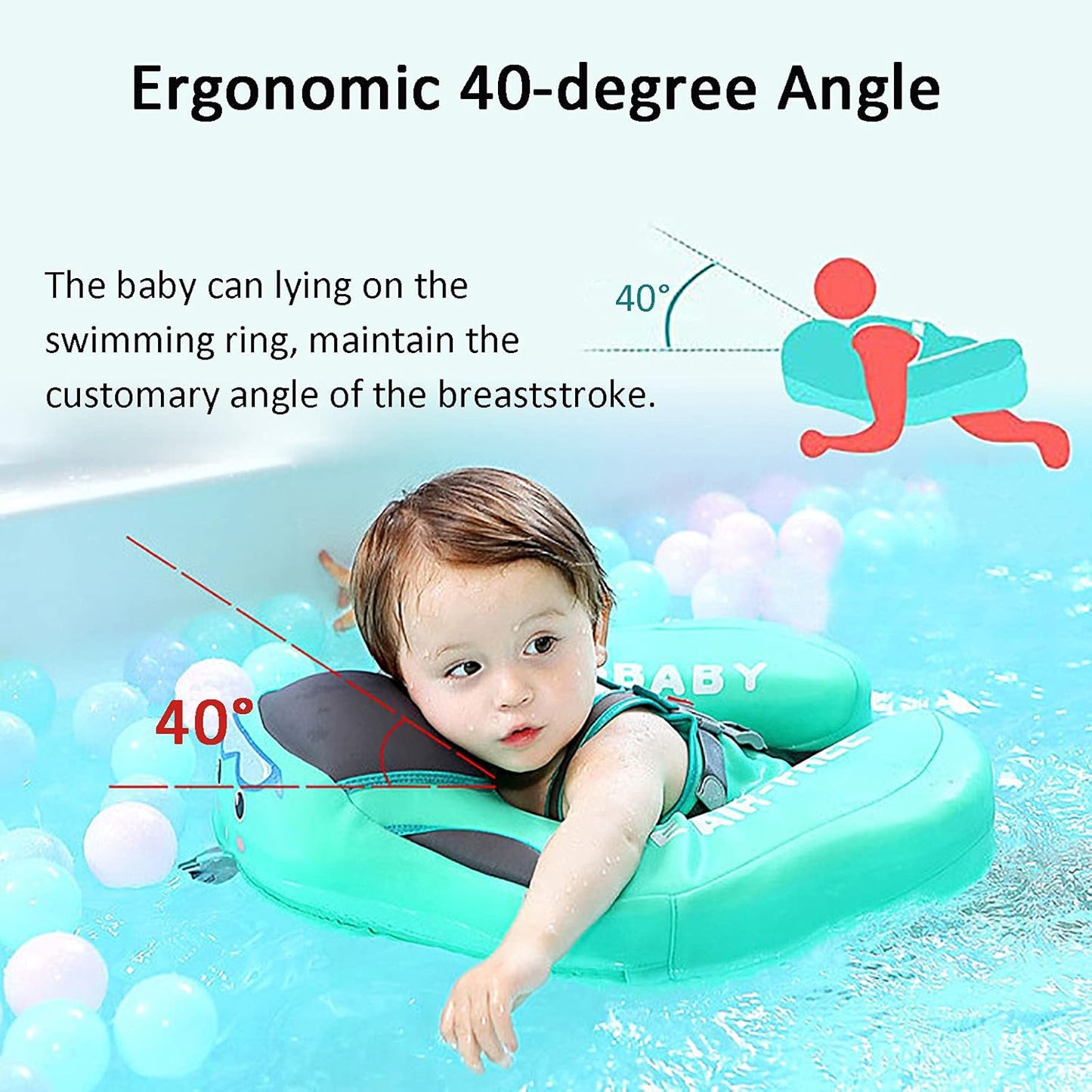 Baby Pool Float with Canopy,Non Inflatable Baby Swim Float,Upgrade Soft Skin-Friendly Material Infant Pool Float with UPF 50+ UV Sun Protection Canopy