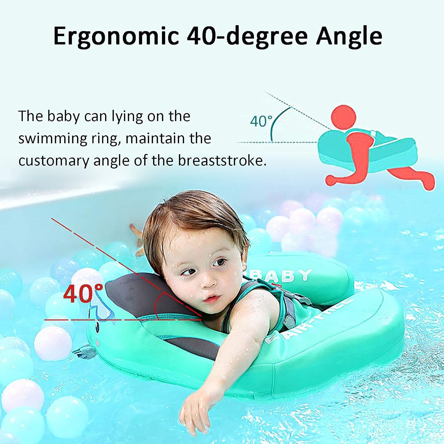 Baby Pool Float with Canopy,Non Inflatable Baby Swim Float,Upgrade Soft Skin-Friendly Material Infant Pool Float with UPF 50+ UV Sun Protection Canopy