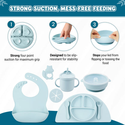 9-Piece Silicone Baby Feeding Set - Baby-Led Weaning Essentials