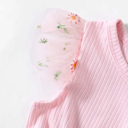 Summer Girls Clothes Toddler Girl Sweet Flutter Sleeve Flower Dress, Pink, 3-4 Years