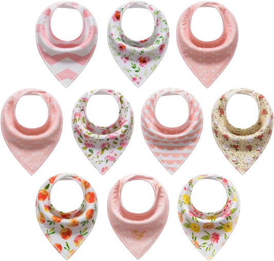 Baby Bandana Drool Bibs for Boys, Girls, Baby Unisex Cotton Bibs 4/8/10 Pack Soft and Absorbent