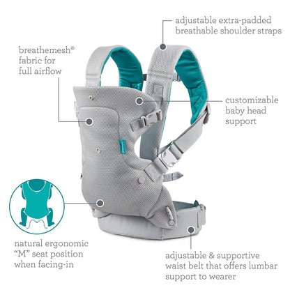 Flip 4-In-1 Light & Airy Convertible Baby Carrier, Adjustable, Ergonomic Babywearing, Registry Essential, Baby Carrier for Newborn to Toddler