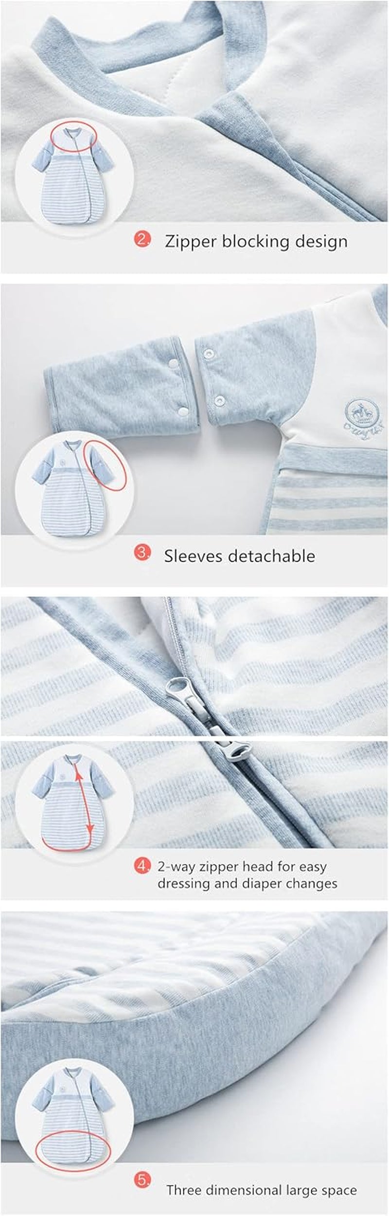Baby Sleeping Bag Sleeves Detachable Kids Wearable Blanket Toddlers