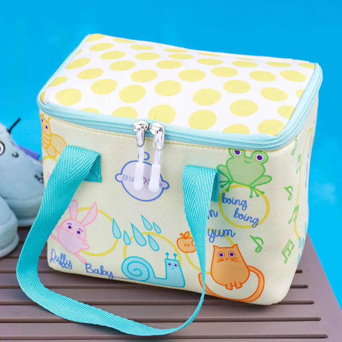 Milk&Moo Insulated Kids Lunch Box – Yellow Animal Print, Waterproof Cooler Bag for Toddlers, Preschool & Breastmilk Storage