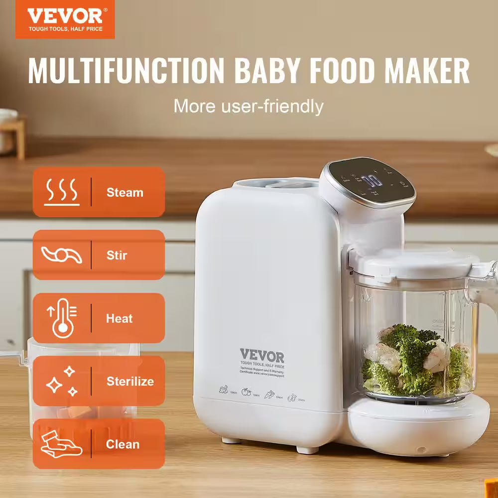 25.36 Oz. 50 Speed White Baby Food Puree Blender Baby Food Maker 430-Watt 750 Ml Tritan Bowl SUS304 Stainless Steel