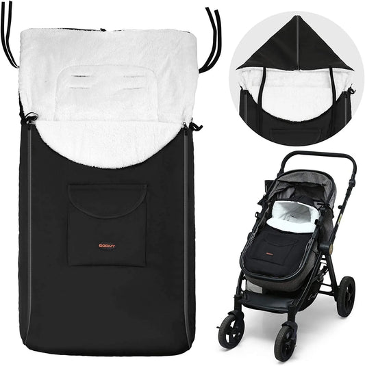 Removable Stroller Sleeping Bag, Cold Weather, Soft Fleece Lined, 18" X 35.4", Toddler Stroller Footmuff, Black