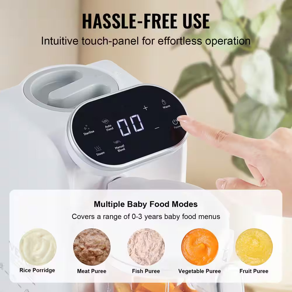 25.36 Oz. 50 Speed White Baby Food Puree Blender Baby Food Maker 430-Watt 750 Ml Tritan Bowl SUS304 Stainless Steel