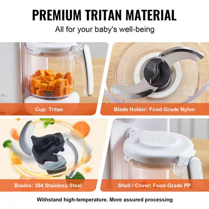 25.36 Oz. 50 Speed White Baby Food Puree Blender Baby Food Maker 430-Watt 750 Ml Tritan Bowl SUS304 Stainless Steel