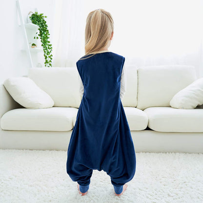 Unisex Baby Sleeping Bag Spring Wearable Blanket with Legs for Toddler, Blue 5-6T