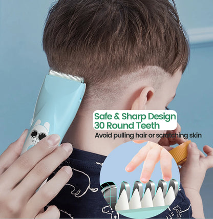 Quiet Baby Hair Clipper Electric Rechargeable Kids Hair Trimmer for Children Grooming Haircut Machine Ceramic Blade Waterproof