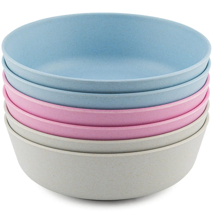 Bamboo Kids Bowls - Set of 6 (18 oz) | BPA-Free, Dishwasher Safe, Eco-Friendly Toddler Snack Bowls | Durable, Shatter-Resistant Baby Bowls for Self-Feeding & Camping