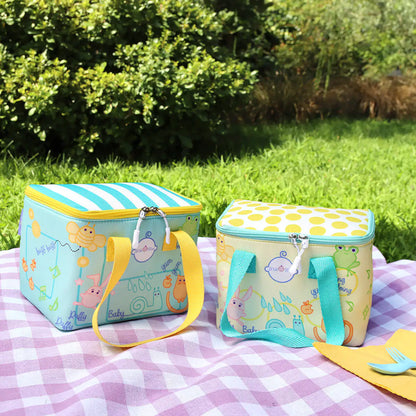 Milk&Moo Insulated Kids Lunch Box – Yellow Animal Print, Waterproof Cooler Bag for Toddlers, Preschool & Breastmilk Storage