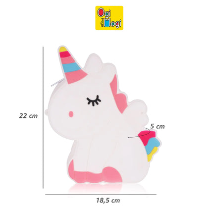 Ogi Mogi Silicone White Unicorn Shoulder Bag – Cute Pop Fidget Purse for Kids, Soft & Durable Crossbody Bag for Girls