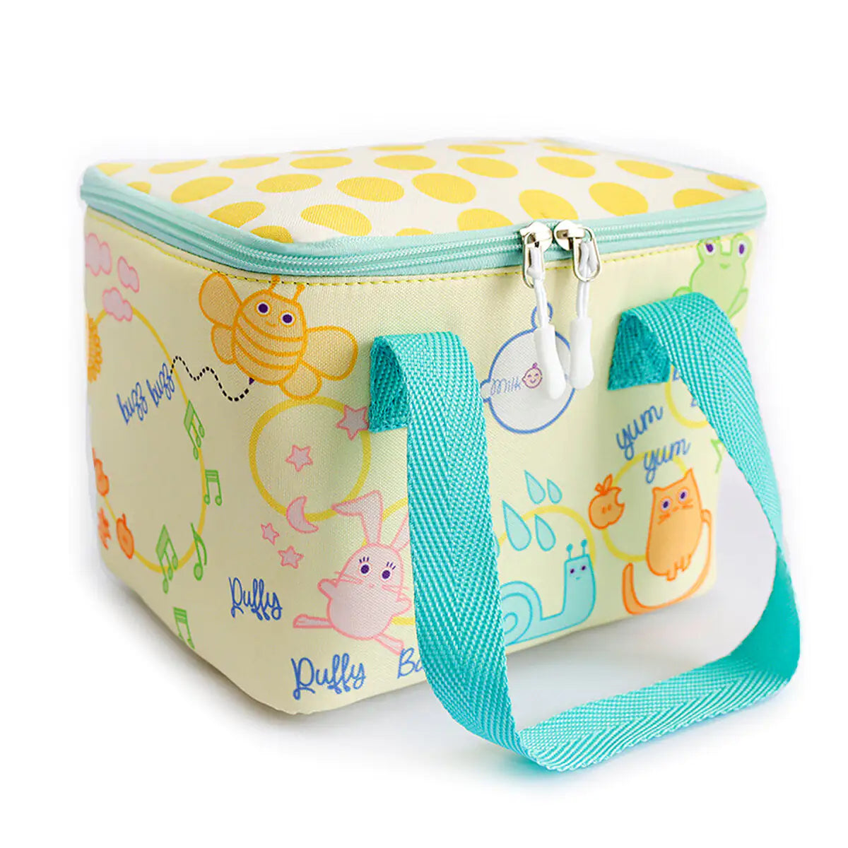 Milk&Moo Insulated Kids Lunch Box – Yellow Animal Print, Waterproof Cooler Bag for Toddlers, Preschool & Breastmilk Storage