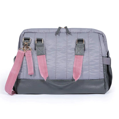Milk&Moo Quilted Diaper Bag – Dark Gray Baby Tote with Vegan Leather, Multiple Carry Options, Stroller Straps – Stylish & Spacious for Moms