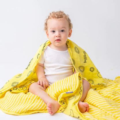 Milk&Moo 2-Pack Muslin Swaddle Blankets – Buzzy Bee Design, 100% Turkish Cotton, 43"x43" | Ultra Soft, OEKO-TEX Certified