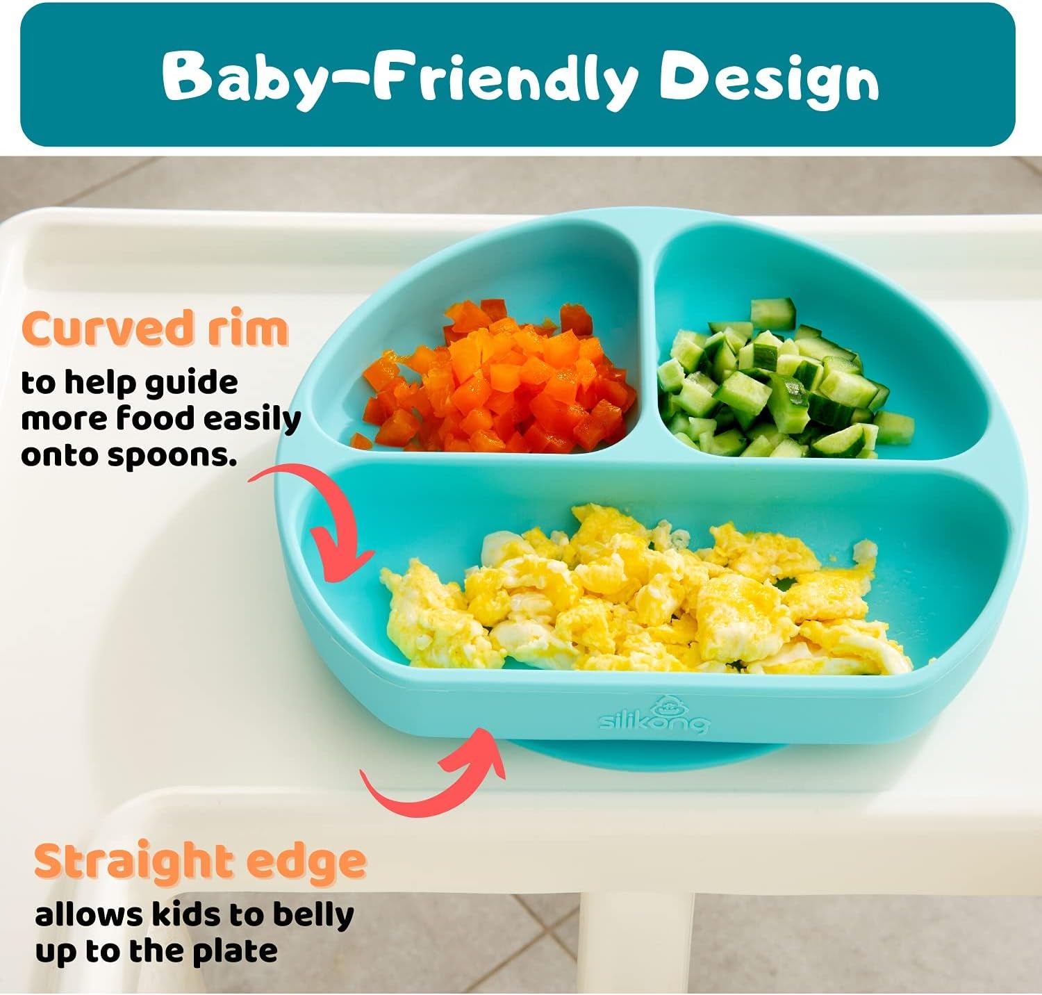 Silicone Baby Feeding Set | Suction Plate for Toddlers + Pocket Bib + Bendable Spoon | BPA Free | Dishwasher, Microwave and Oven Safe (Blue)