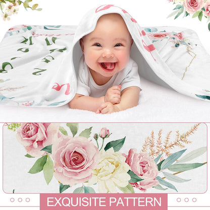 3 Pcs Highland Cow Monthly Baby Milestone Blanket for Girls 47" X 40'' Baby M...