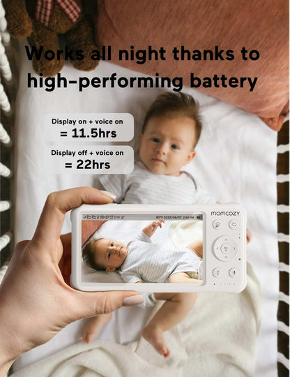Video Baby Monitor, 5'' Display, 1080P HD, Infrared Night Vision, Long Range, 2-Way Talk