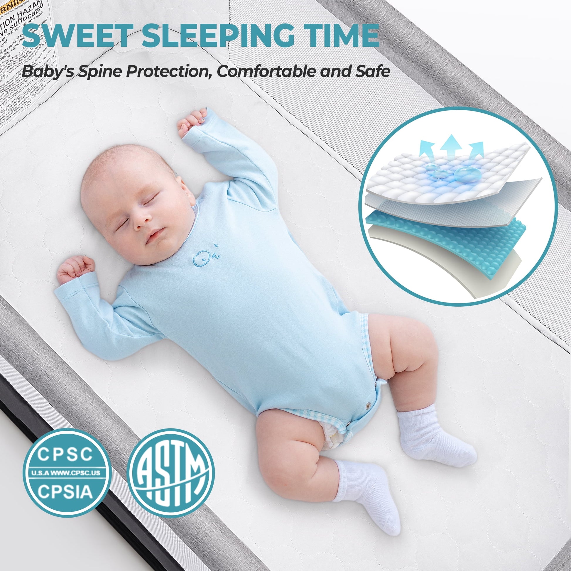 Portable Baby Bedside Sleeper Bassinet with Waterproof Mattress Pad for Infant Newborn up to 12 Month