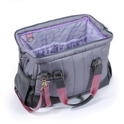 Milk&Moo Quilted Diaper Bag – Dark Gray Baby Tote with Vegan Leather, Multiple Carry Options, Stroller Straps – Stylish & Spacious for Moms