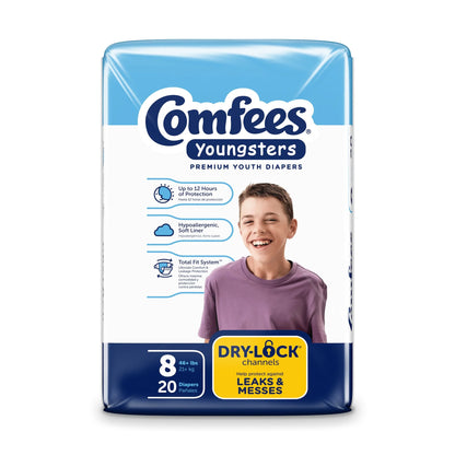 Youngsters Youth Incontinence Brief 8 Heavy Absorbency Contoured, CMF-8, 20 Ct