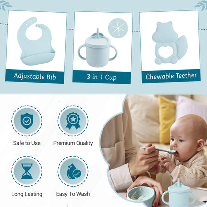 9-Piece Silicone Baby Feeding Set - Baby-Led Weaning Essentials