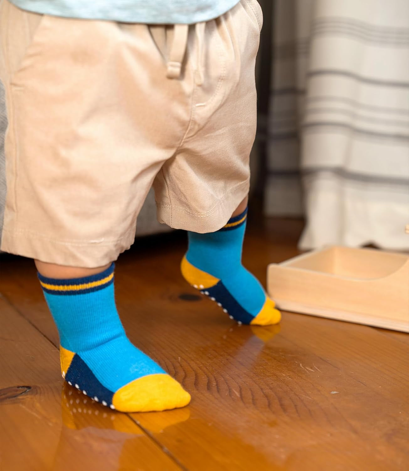 12 Pack Baby Toddler Socks Non Slip Grip Cotton Crew Socks for Boys Girls Infants Kids