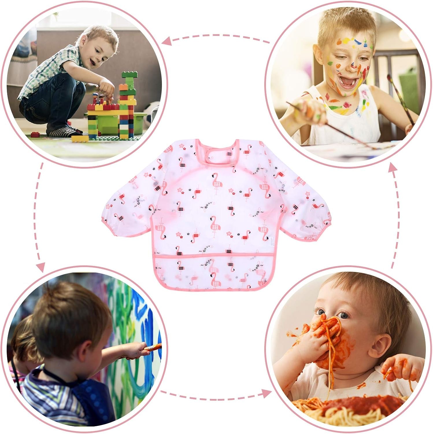 Long Sleeve Baby Bibs, Waterproof Sleeved Bib, Toddler Soft Bib for 6-36 Months