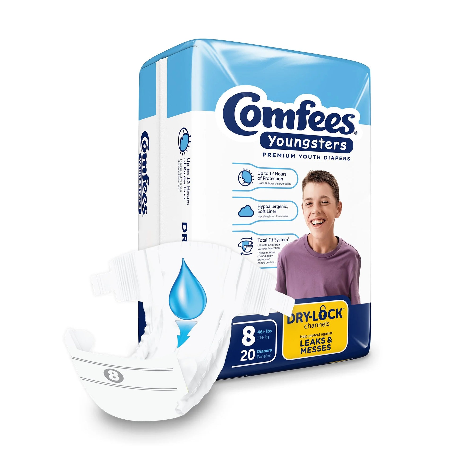 Youngsters Youth Incontinence Brief 8 Heavy Absorbency Contoured, CMF-8, 20 Ct