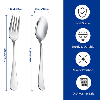 24Pcs Forks and Spoons Silverware Set Stainless Steel Flatware Cutlery Set for Home, Kitchen, Restaurant, Dishwasher Safe
