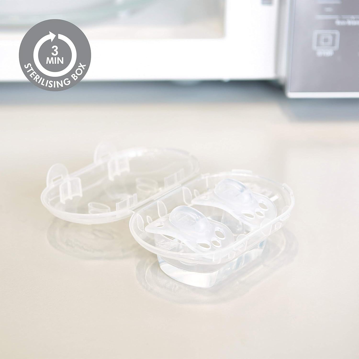 Baby Pacifier | 6-18 Months | Includes Sterilizing Case | 2-Pack | Soft Silicone | Bpa-Free | Supports Natural Suckling | Blue