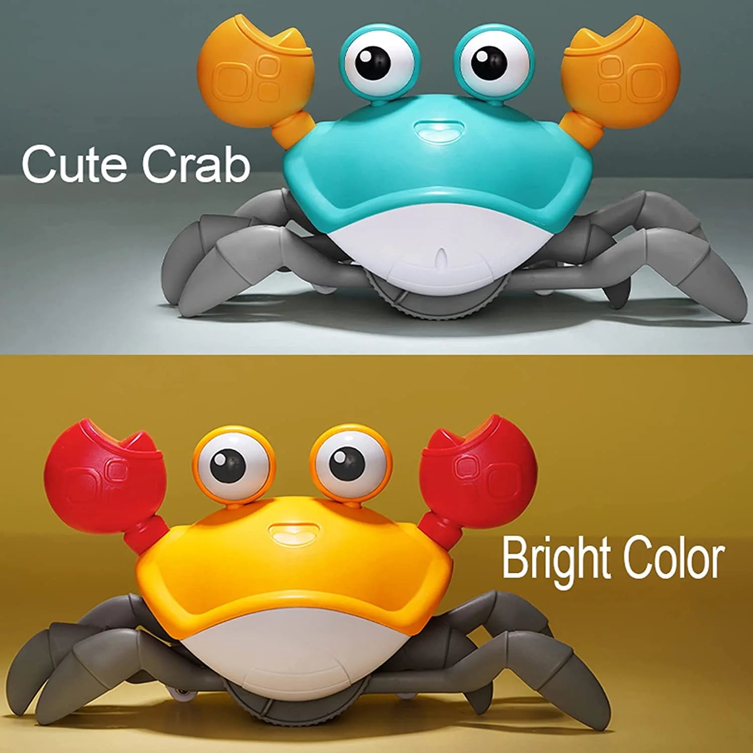 Crawling Crab Baby Toy, Tummy Time Gifts for Newborn Babies 3-12 Month, Light-Up Walking Dancing Moving Crab with Music, Rechargeable Sensory Toy