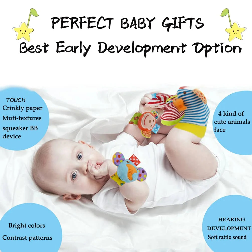 Baby Rattle Socks & Wrist Rattles for Babies 0-6 Months, Baby Toys 0-3-6-12 Months, Foot Rattles Sock for Newborn Toys, Soft Baby Rattles for Boy Girl Present Gift
