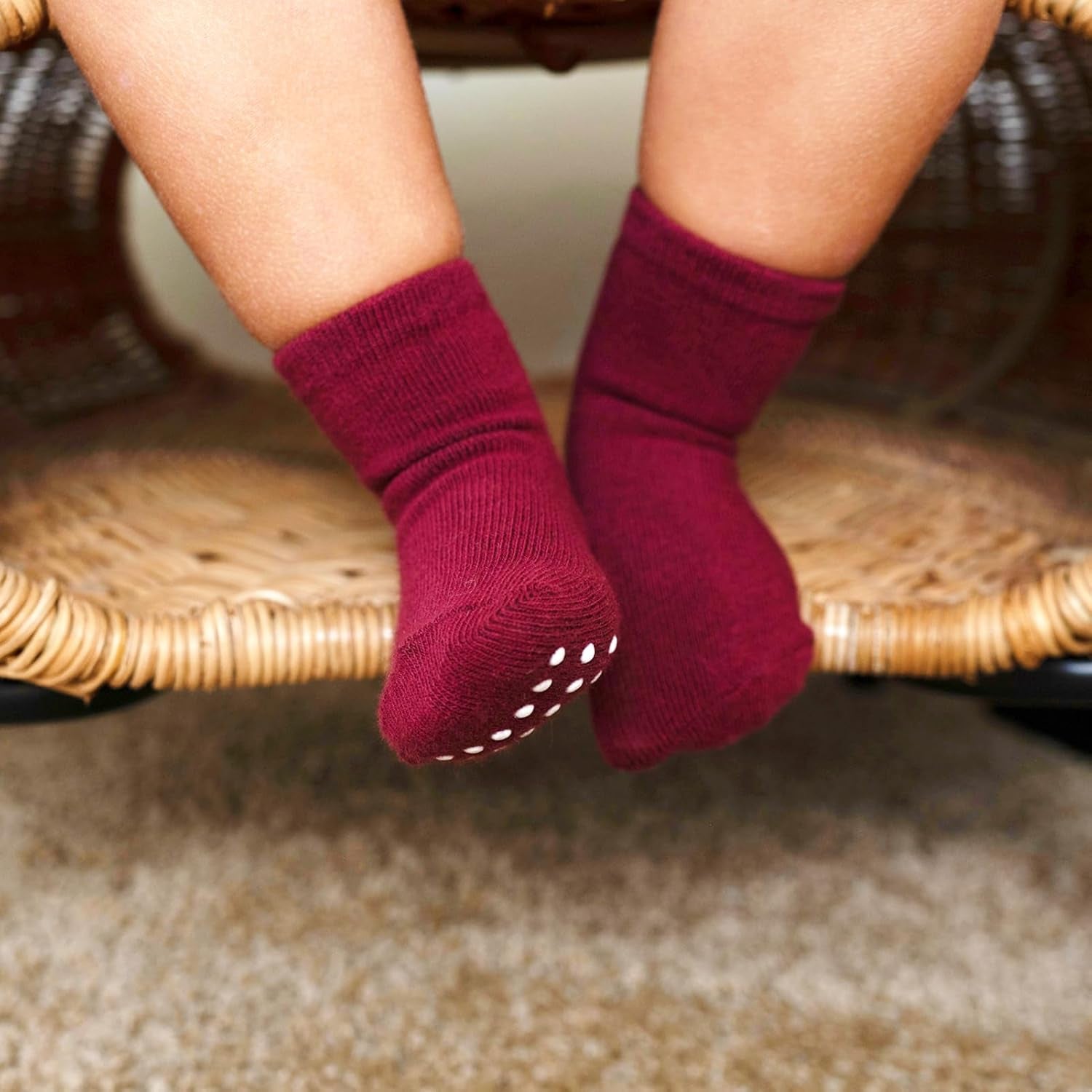 12 Pack Baby Toddler Socks Non Slip Grip Cotton Crew Socks for Boys Girls Infants Kids