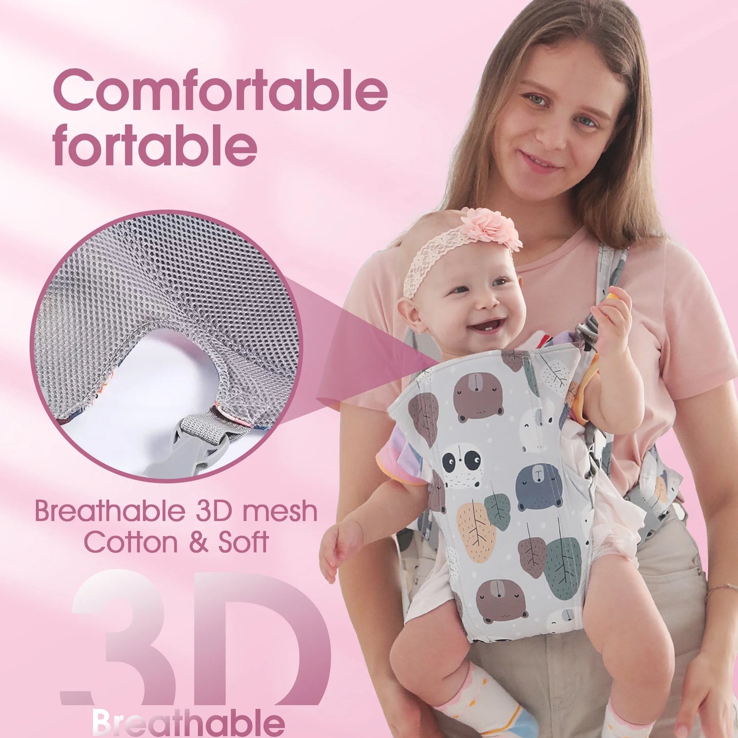 4 in 1 Baby Carrier, Infant Wraps Carrier Baby Carrier Backpack, Newborn Carrier for Baby Carrier Newborn to Toddler, Colorful
