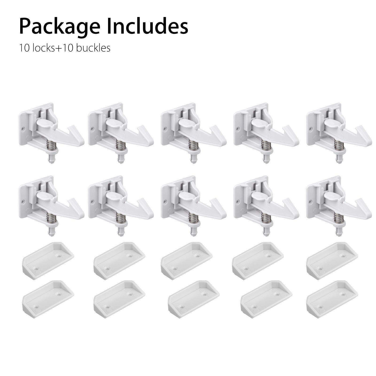 Cabinet Locks Child Safety Latches Baby Proof Lock Drawer Door 10 Pcs White Gift
