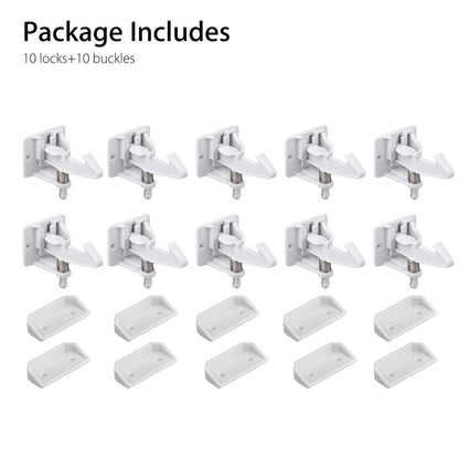 Cabinet Locks Child Safety Latches Baby Proof Lock Drawer Door 10 Pcs White Gift