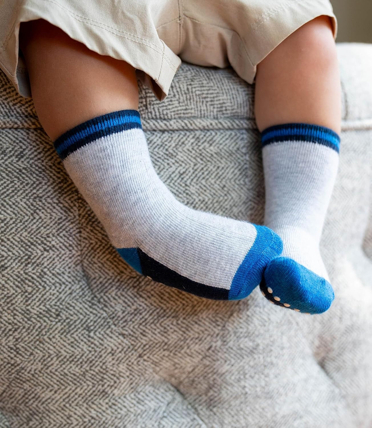 12 Pack Baby Toddler Socks Non Slip Grip Cotton Crew Socks for Boys Girls Infants Kids
