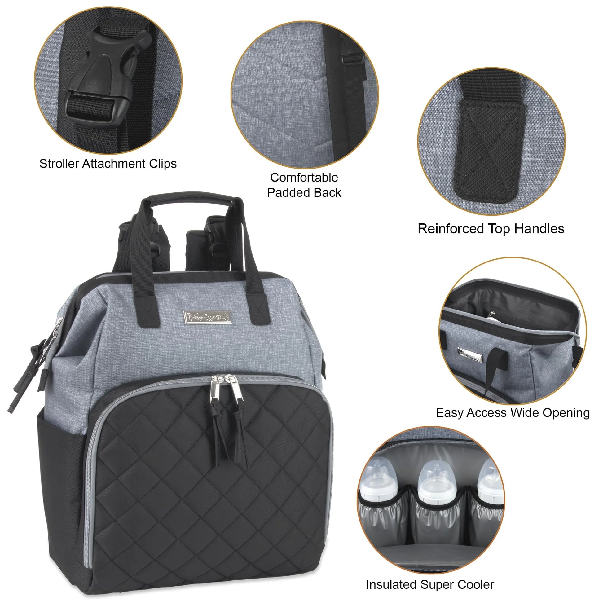 Baby Girls' 7-Pocket Diaper Backpack Color: Gray/Black Size: One Size