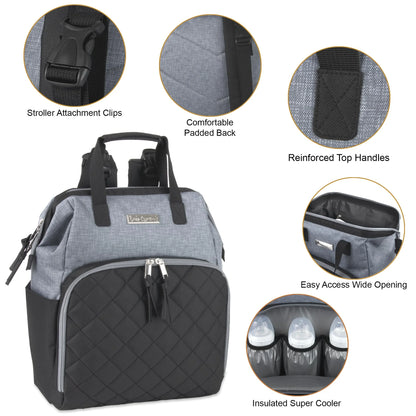 Baby Girls' 7-Pocket Diaper Backpack Color: Gray/Black Size: One Size