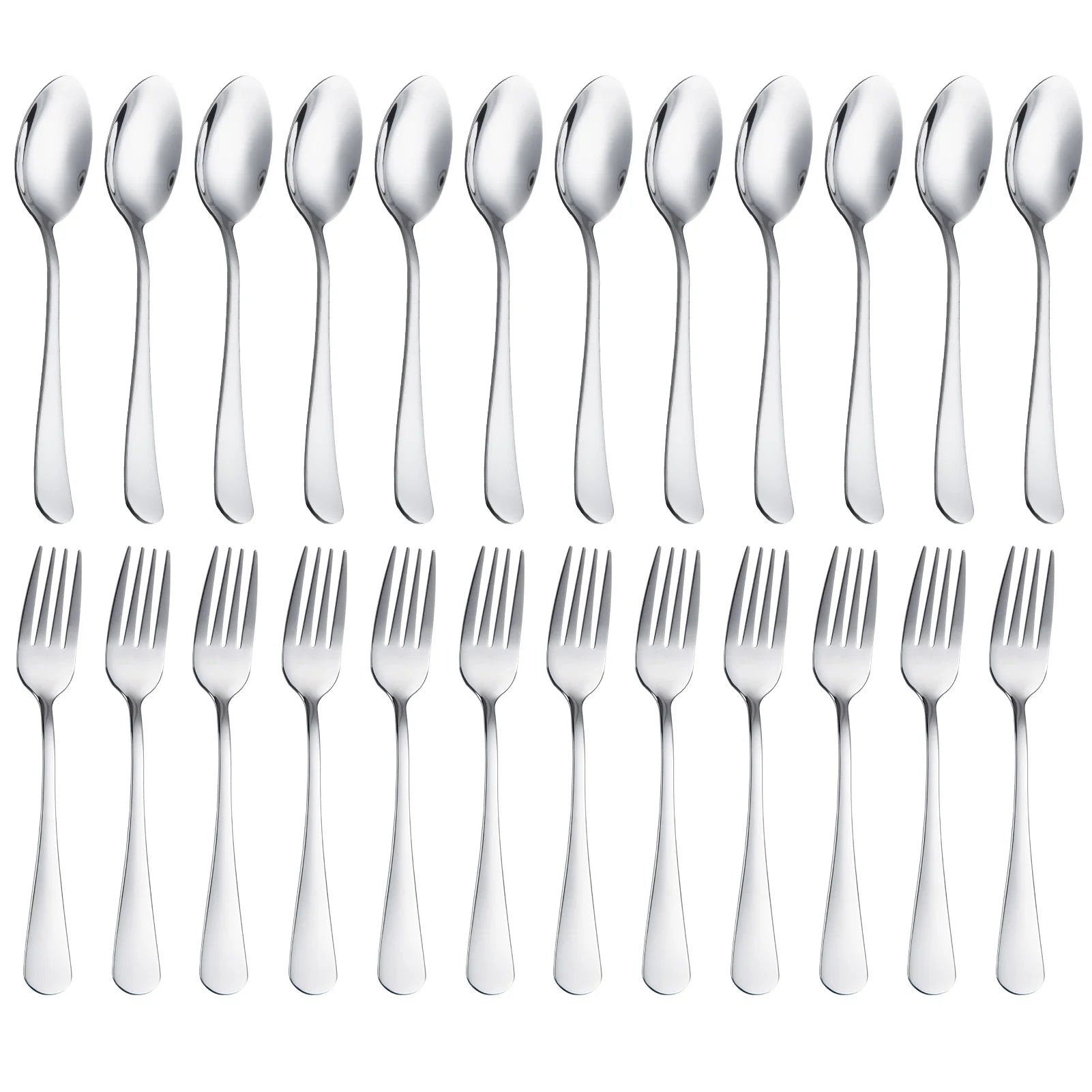 24Pcs Forks and Spoons Silverware Set Stainless Steel Flatware Cutlery Set for Home, Kitchen, Restaurant, Dishwasher Safe