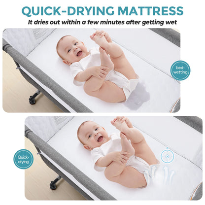 Portable Baby Bedside Sleeper Bassinet with Waterproof Mattress Pad for Infant Newborn up to 12 Month