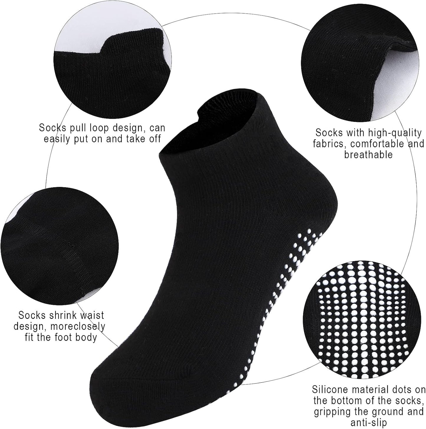 Non Slip Toddler Socks Baby Boys Girls anti Skid Grip Socks 3-5T Black