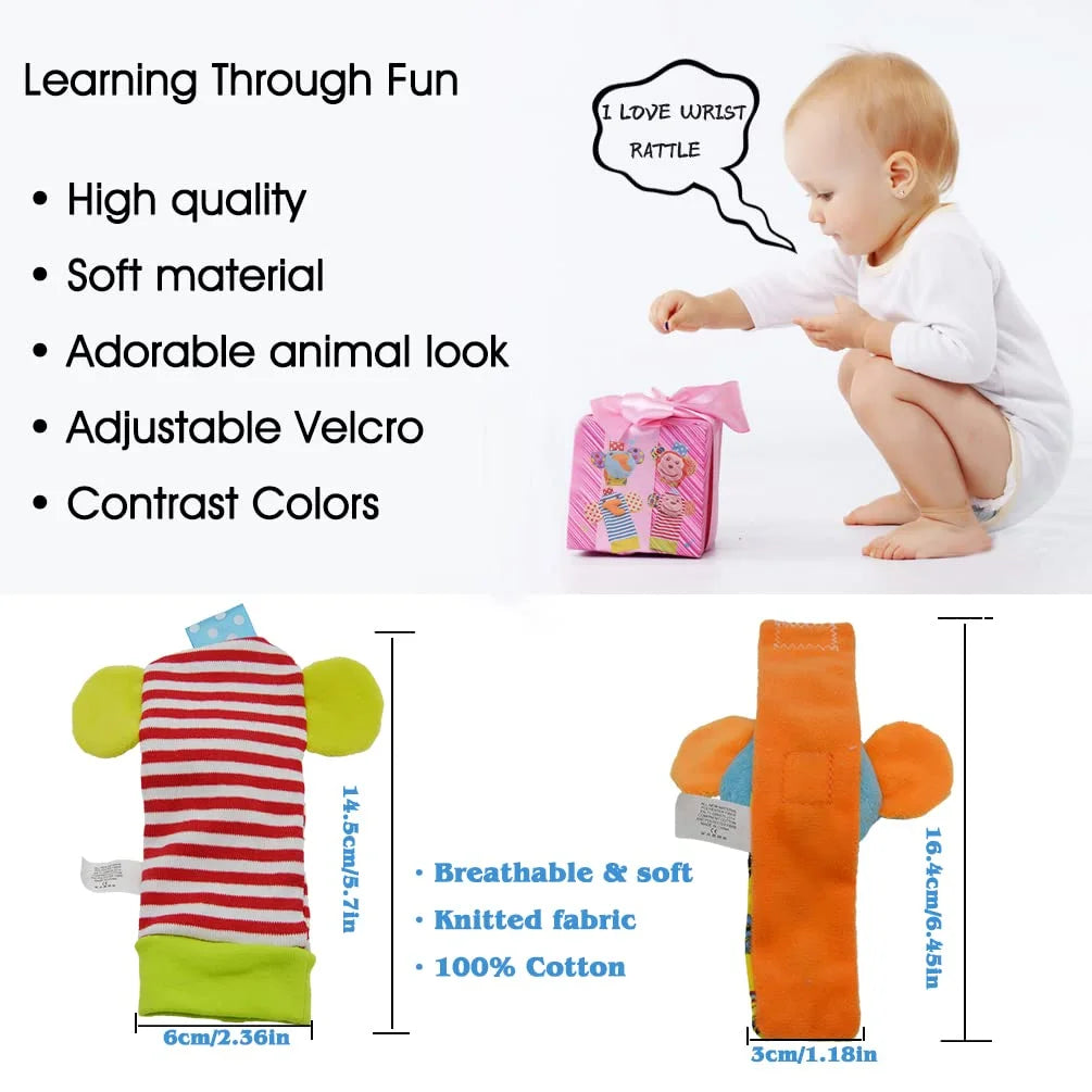 Baby Rattle Socks & Wrist Rattles for Babies 0-6 Months, Baby Toys 0-3-6-12 Months, Foot Rattles Sock for Newborn Toys, Soft Baby Rattles for Boy Girl Present Gift