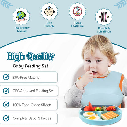 9-Piece Silicone Baby Feeding Set - Baby-Led Weaning Essentials