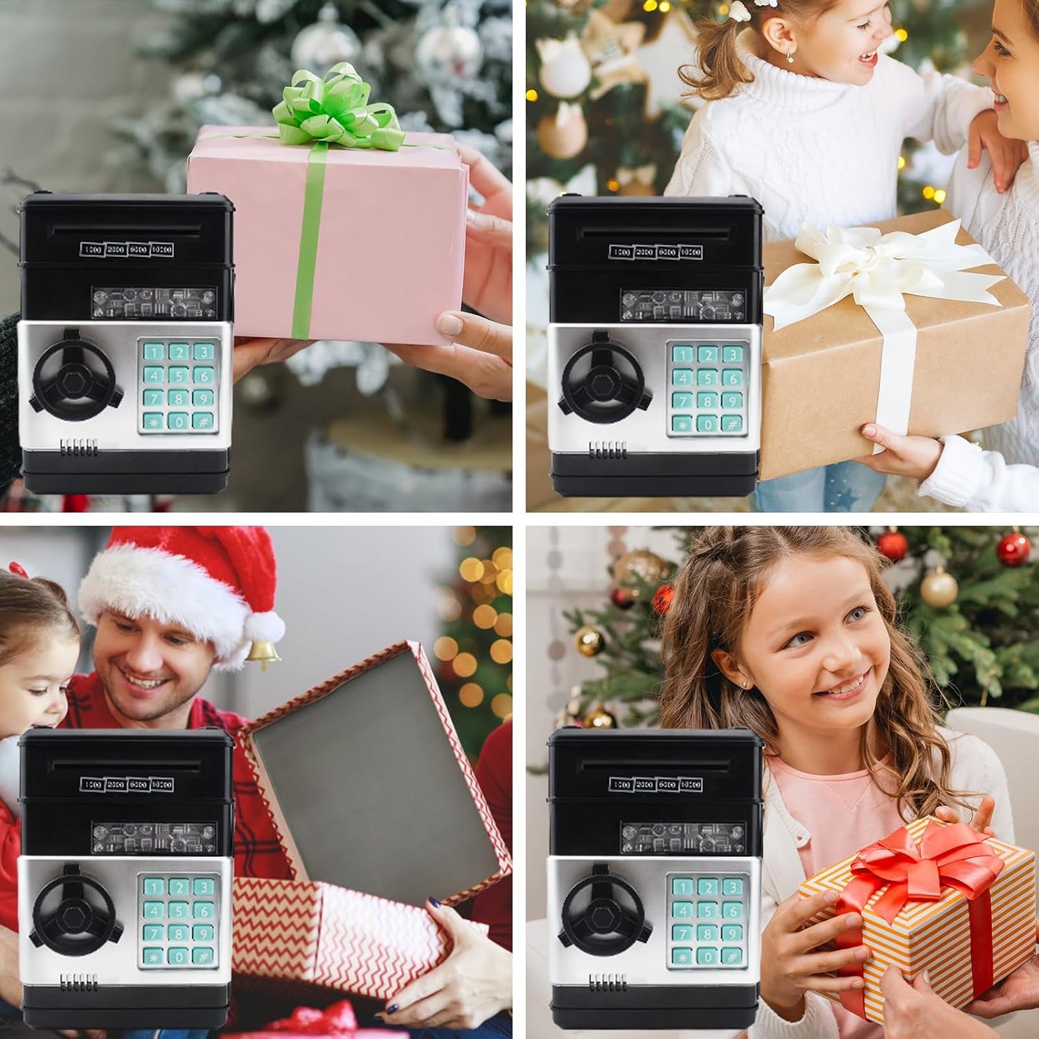 Electronic Piggy Bank Code Lock for Kids Baby Toy, Mini ATM Safe Coin Cash Banks Real Money Saving Box with Password, Auto Money Scroll for Children,Boys Girls Birthday Gift (Black)